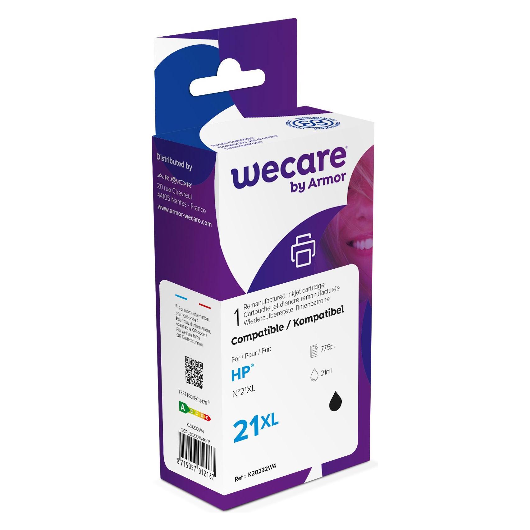 Wecare Tinte 21 rebuilt schwarz C9351AE zu HP PSC 1410 21ml (BK) (C9351AEWE)