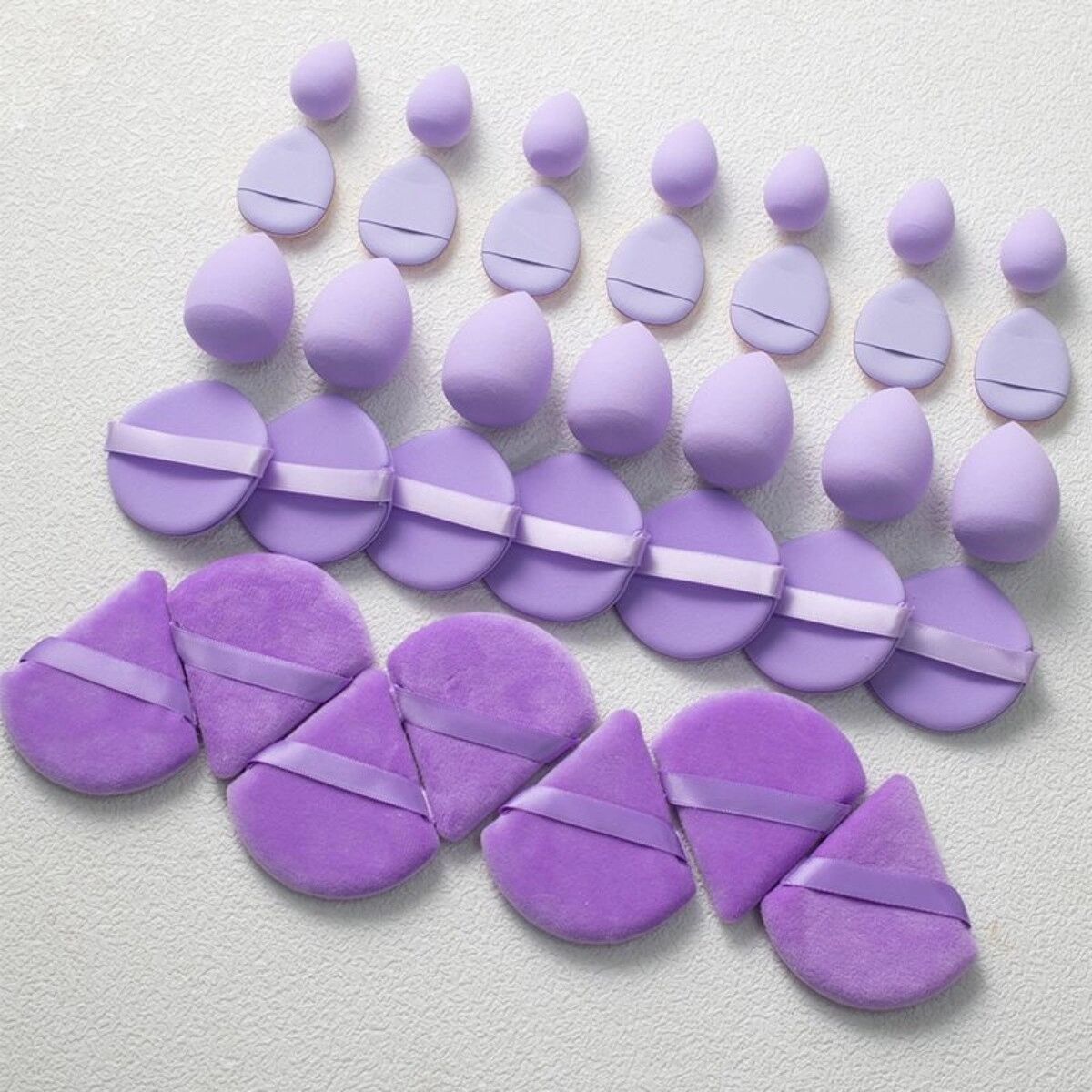 INF Set de 35 éponges et houppettes de maquillage - éponges en polyuréthane hydrophile pour fond de teint, cushion et mini Violet