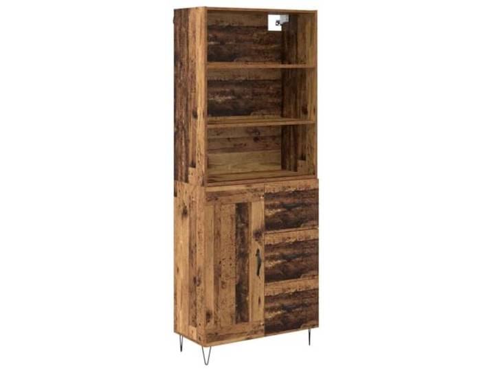 Highboard 2 Stk. Altholz 69,5 x 34 x 180 cm Holzwerkstoff, Haarnadelbeine, Esszimmer, Wohnzimmer, Regale, Industrie-Look