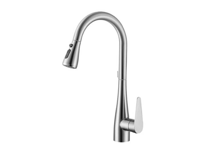 Wasserhahn Küche Küchenarmatur Aus Edelstahl Ausziehbares Gemüsewaschbecken mit heißem und kaltem Wasserhahn(Brushed,G1/2)