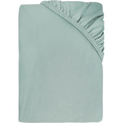 Spannbettlaken DYCKHOFF "Uni", grün (mint), B:140cm L:200cm, Jersey, Obermaterial: 95% Baumwolle, 5% Elasthan, Bettlaken, Spannbettlaken, Angenehm weich, besonders flexibel, bis 25cm Matratzenhöhe