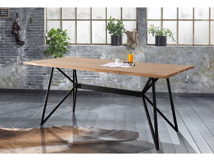 Esstisch 175x90cm 'Hunter' Akazie massiv & Gestell Metall schwarz