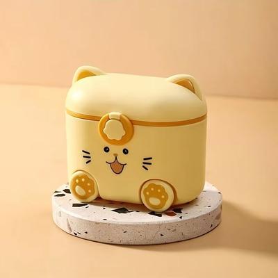 Inspired Finds Cute Cat Locking Baby Formula Container With Spoon, Portable Snack Box yellow