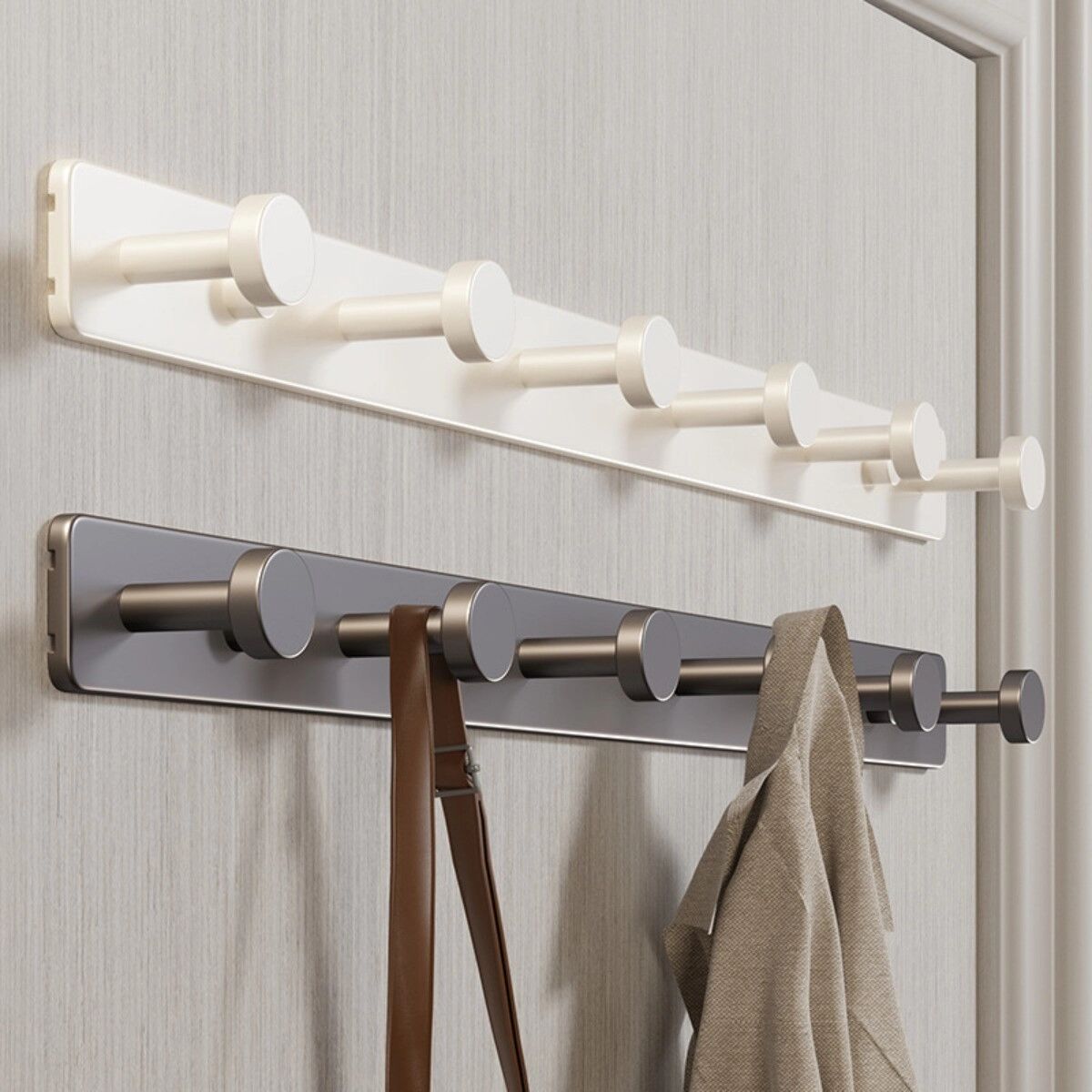 INF Pilzkopf 6-Haken Über-Tür-Garderobe – Aluminiumlegierung, bohrfreie & Bohrmontage, rostfrei, platzsparend Weiß