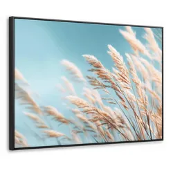 LEINWAND Bilder mit Rahmen - Ziergras - Wind - Hellbraun - 80x60