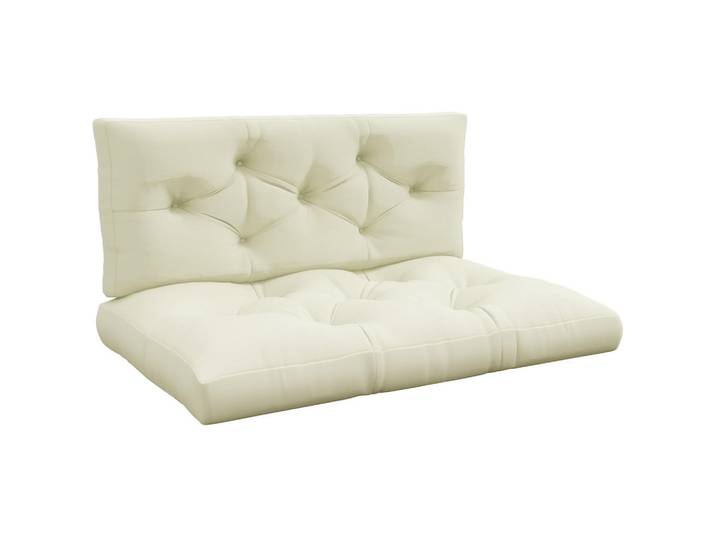 Outsunny Sitzkissen 2er Set Polyester Cremeweiß, 80x12x120 cm, Gartenmöbel, Gartenpolster & Auflagen, Palettenkissen