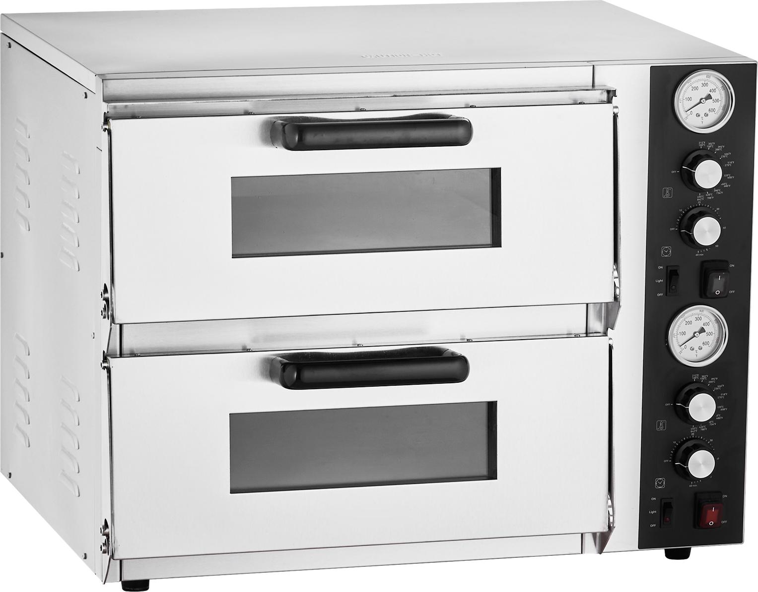 SucceBuy Elektrischer Pizzaofen für 457 mm Pizza, 2500 + 2500 W, Backofen mit Temperatur- und Zeitsteuerung, Doppelkammer und vielseitigen Einsatzmöglichkeiten