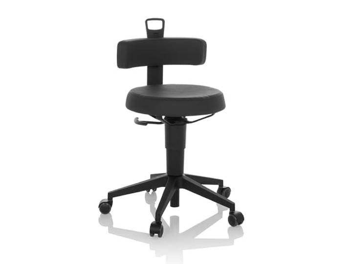 hjh OFFICE Chaise d'équilibre réglable en Hauteur Top Work Flex PU Tabouret de Travail Mobile avec Dossier\, Similicuir Noir