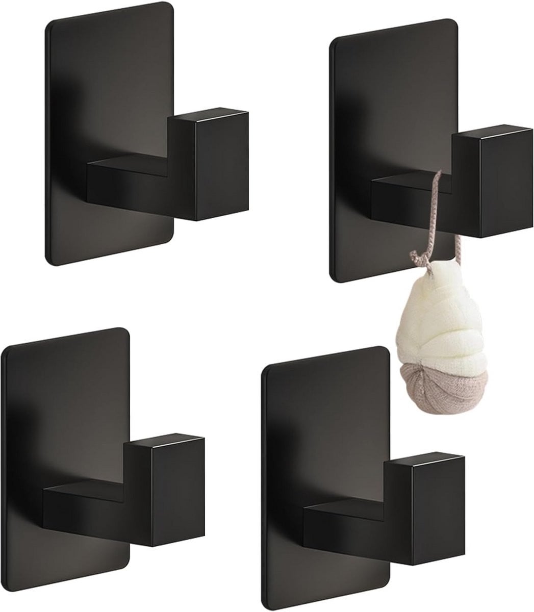 Set van 4 sterke zelfklevende muurhaken van roestvrij staal - boorvrij