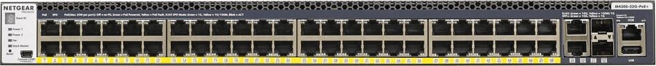 Netgear M4300-52G-PoE+ (GSM4352PA) 48-Port Gigabit PoE+ Stapelbarer Managed Switch mit 4 10G Ports (550W PSU) GSM4352PA-100NES