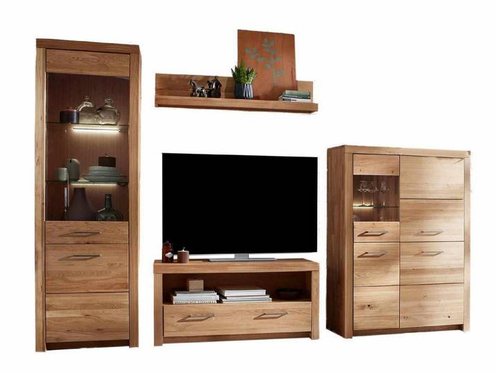 Casamia Wohnwand Wohnwand Faro Wildeiche 4-teilig Massivholz 6-türig 1 Schublade