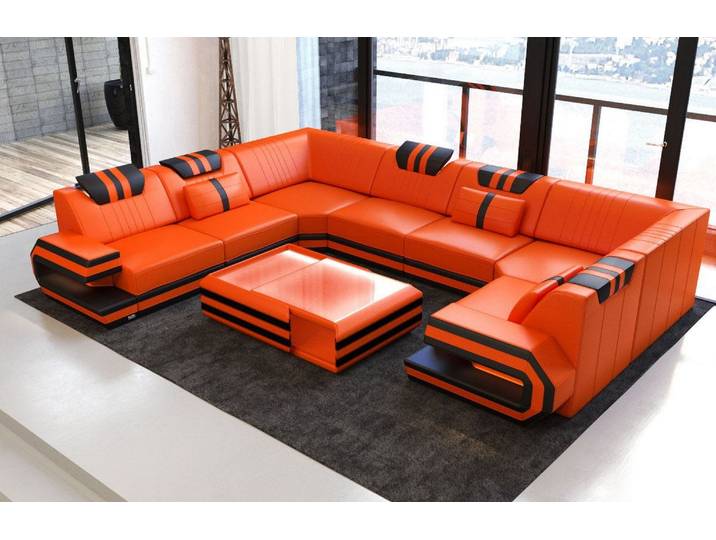 Designsofa Ragusa U-Form aus Leder