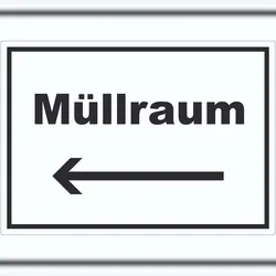 HB-Druck Müllraum Aufkleber mit Text Richtungspfeil links Abfall Mülltrennung waagerecht A1 (594x841mm)