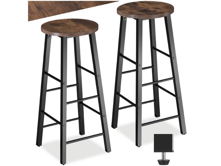 Tabourets de bar Keynes - Bois foncé industriel, rustique