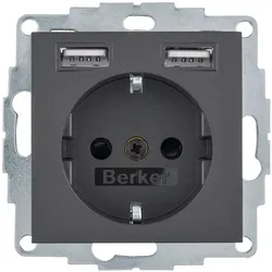 Berker, Steckdose, Steckdose SCHUKO/USB B.3 48031606 anthrazit matt