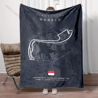 Inspire Curations Formula Racing Track Print Throw Blanket style E 150x180m(59inx71in)