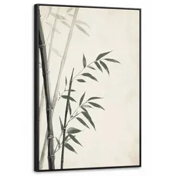 LEINWAND Bilder mit Rahmen - Japandi - Bambus - Beige - 60x90