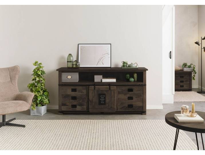 Sideboard Mango 180x45x90 grau lackiert RAILWAY #267
