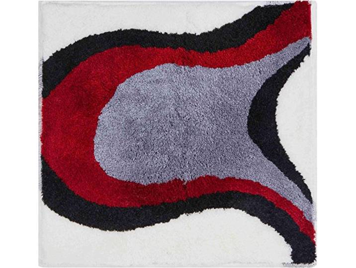 Grund Tapis de Bain Design COLANI\, Ultra Doux et Absorbant\, Antidérapant\, 5 Ans de Garantie\, Colani 11\, Petit Tapis 60x60 cm\, Blanc Rouge