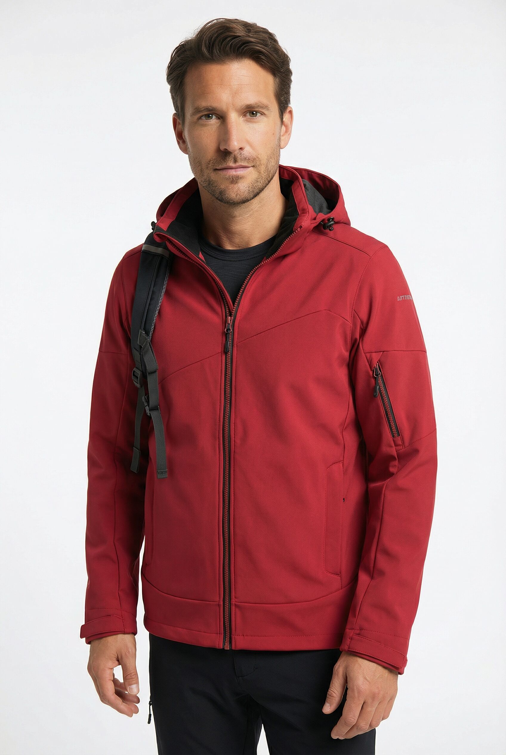 Softshelljacke ICEPEAK "BARMSTEDT", Herren, Gr. 56, rot (cranberry), Obermaterial: 100% Polyester, Jacken Softshelljacke, wasserabweisend, winddicht, atmungsaktiv cranberry 56