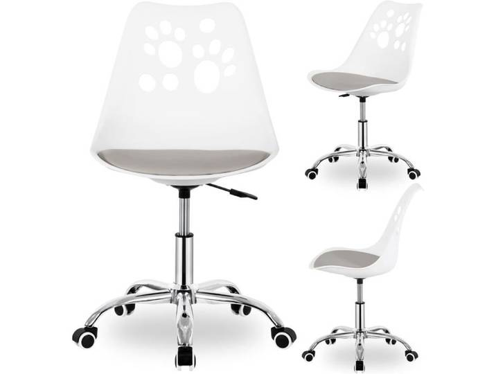 Springos Chaise de bureau enfant Hauteur réglable Ergonomique Roulettes Blanc