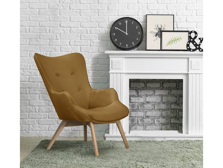 Sessel, 71x96x86 cm, 100% Polyester, Senf, Mit Hocker, Modern, andas