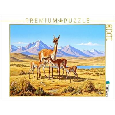 CALVENDO Puzzle Vikunja Alpakas in den Bergen | 1000 Teile Lege-Größe 64x48cm Foto-Puzzle für glückliche Stunden