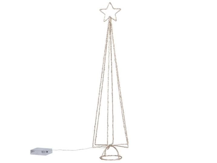 Weihnachtsdekoration: Baum und Stern aus Stahldraht mit 50 LEDs, 60 cm hoch