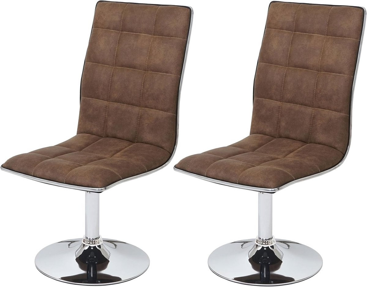 Set van 2 Draaibare Eetkamerstoelen in Hoogte Verstelbaar - Vintage Bruin Textiel
