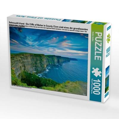 CALVENDO Puzzle Sehnsucht Irland - Die Cliffs of Moher in County Clare sind eines der grandiosesten Naturschauspiele | 1000 Teile Lege-Größe 64x48cm