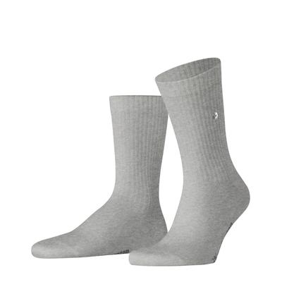 Socken BURLINGTON "Bond Street", Herren, Gr. 40-46, Sockengröße, grau (light heather), Baumwollmischung, unifarben, Socken Socken, Einheitsgröße 40-46, modische Rippenstrucktur, Burlington-Clip