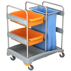 AquaSplast Systemwagen I - 11 mit 120 L Abfallsackhalter und 2 Wannen