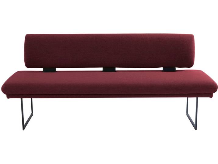 Polsterbank, Flachgewebe, Bordeaux, 204×71 cm, Metallkufen, Maritim, K+W-Polstermöbel
