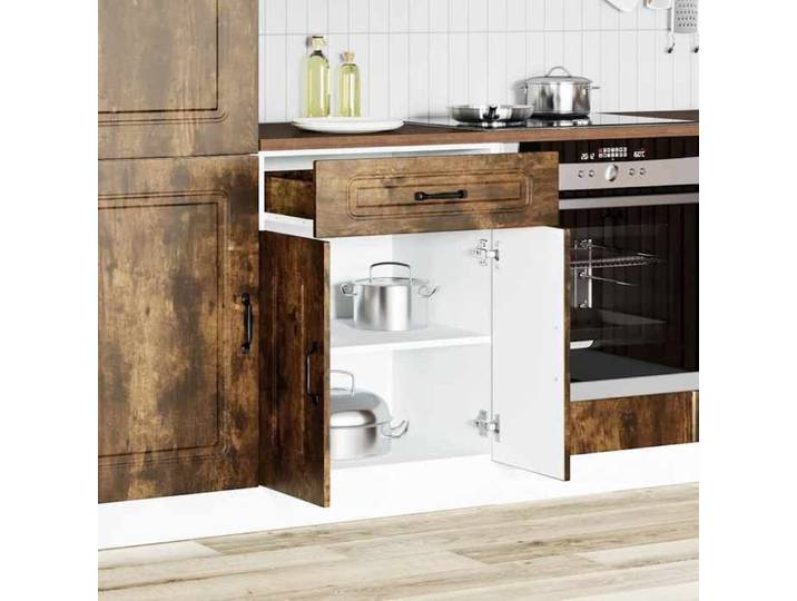SOLOMOON@ Colonne cuisine - Armoire de cuisine Kalmar - Meuble bas de cuisine - chêne fumé bois d'ingénierie FR 1158
