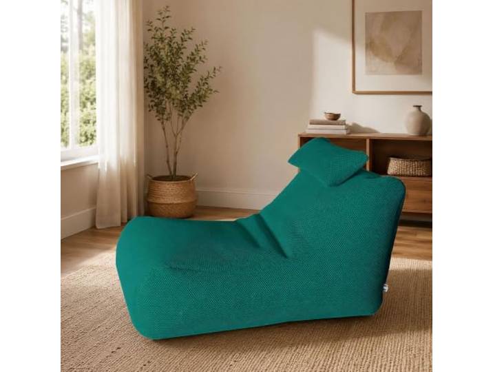 Talamo Italia - Pouf Abuli, Mehrzwecksessel, Sitzsack, Hockerhocker, Made in Italy, 70x120 h65 cm, Grün