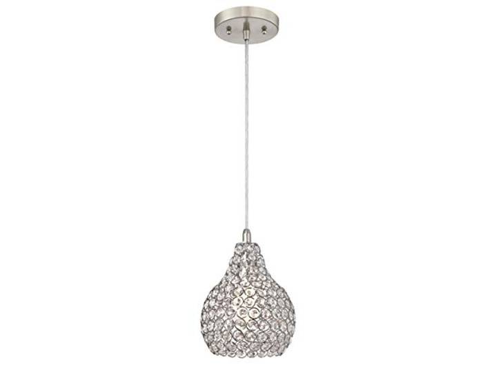61037 Einflammige Pendelleuchte von Westinghouse Lighting für den Innenbereich, Ausführung in gebürstetem Nickel, Lampenschirm mit Kristallprismen
