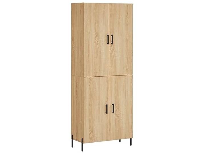 HGFDVCMR Highboard Sonoma-Eiche 69,5x34x180 cm Mehrzweckschrank Elegantes Design fuer Wohnzimmer und Flur mit reichlich Stauraum, robusten Metallfuessen und praktischen Tueren.