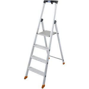 Krause Stehleiter Monto Solido, 126634, mit Plattform, aus Aluminium, bis 150kg, mit 4 Stufen