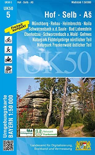 Landesamt für Digitalisierung, Breitband und Vermessung, Bayern - UK50-5 Hof, Selb, Aš: Münchberg, Rehau, Helmbrechts, Naila, Schwarzenbach a.d.Saale, Bad Lobenstein, Oberkotzau, Schwarzenbach a.Wald, Gefrees, ... Karte Freizeitkarte Wanderkarte) - Preis 