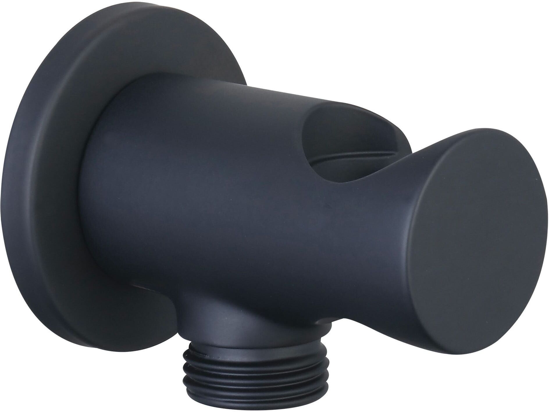 Tecnomat PRESA ACQUA TECOM TONDA NERO OPACO IN OTTONE M1/2" CON ROSONE E SUPPORTO PER DOCCETTA