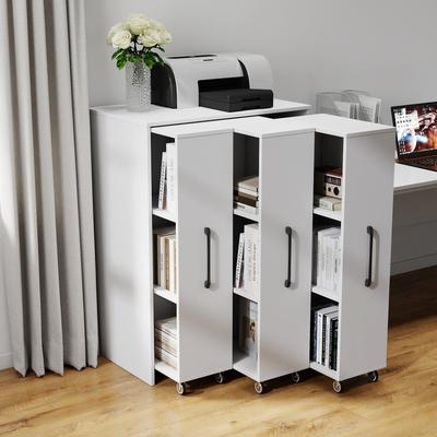 Kodotan sofa Bookcase with Three Pulled Out Doors Shelving Cabinet,3 Tier Floor Standing Bookcase,Slide Out Storage Bookcase