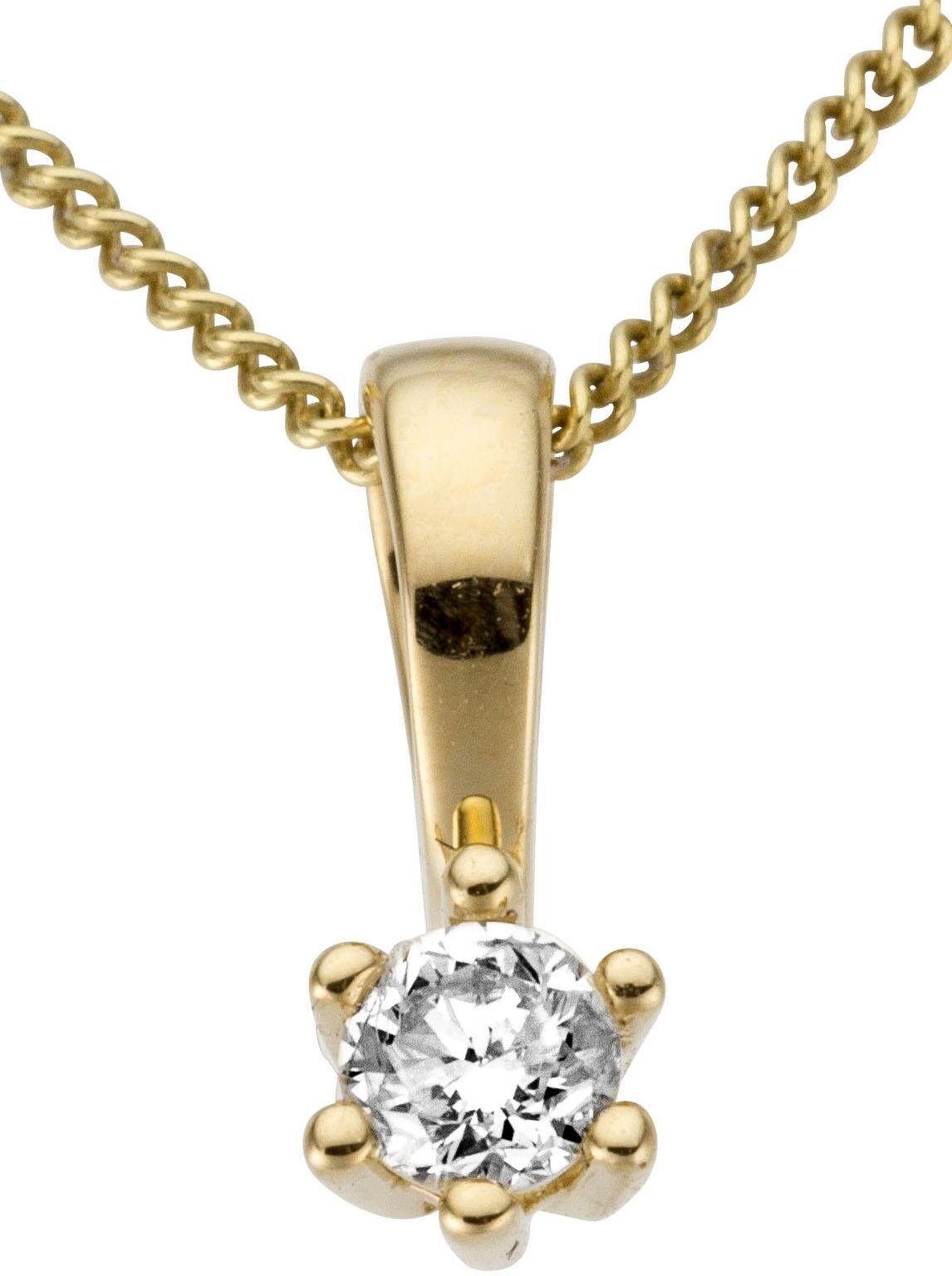 Firetti "Schmuck Geschenk Gold 750 Halsschmuck Anhänger Halskette Solitär" mit Brillant in Krappenfassung