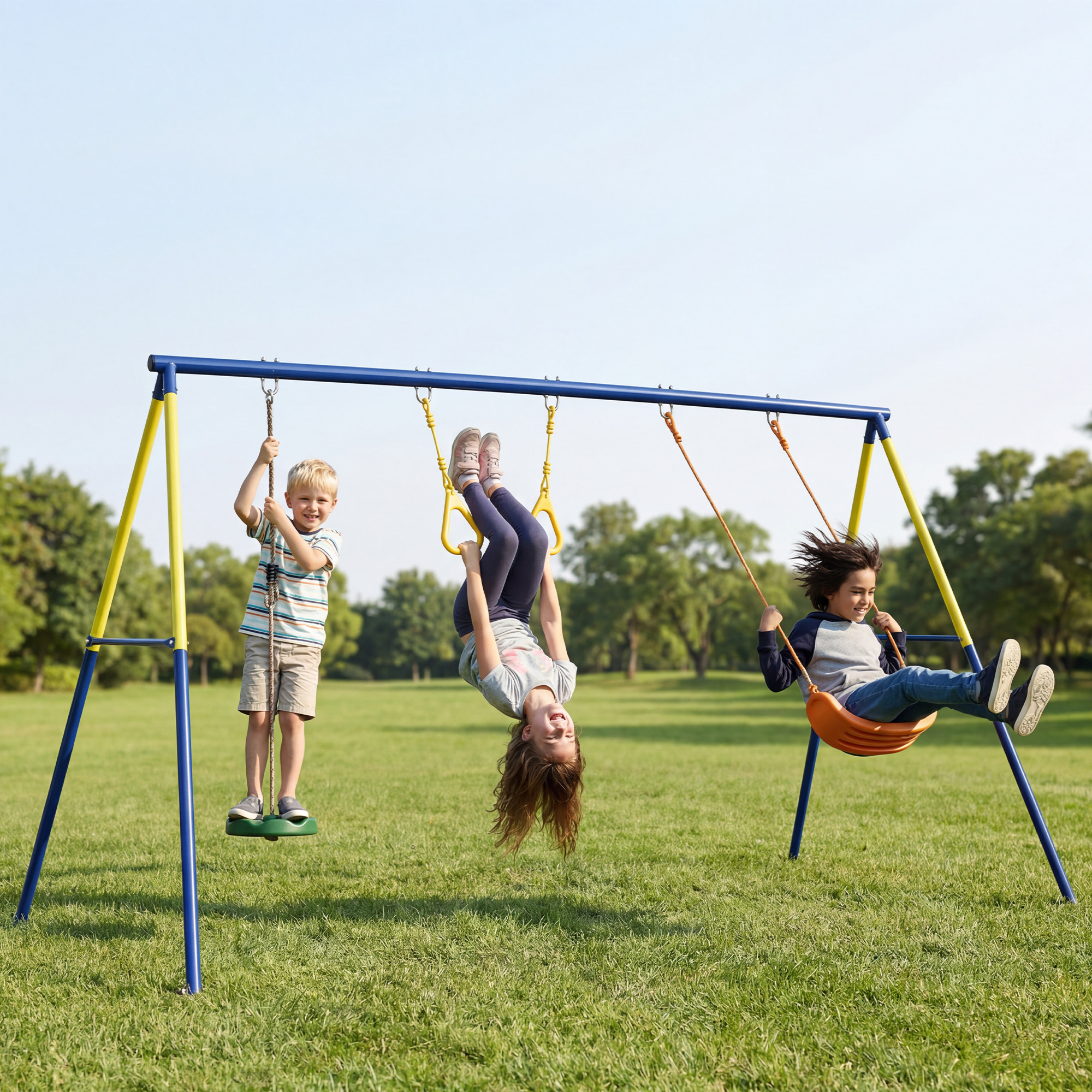 Aiyaplay Set Altalena da Giardino Giochi da Esterno 3 in 1, 285x160x181cm, Verde   Aosom Italy