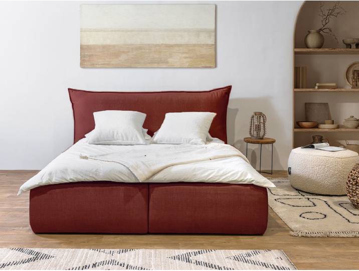 Lit coffre JADE avec tête de lit effet oreiller 160x200