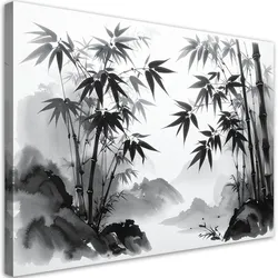 LEINWANDBILD Bambus Berge Japanische Landschaftsmalerei 60x40cm