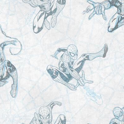 RoomMates-Spider-Man Webs Blue Peel and Stick Wallpaper
