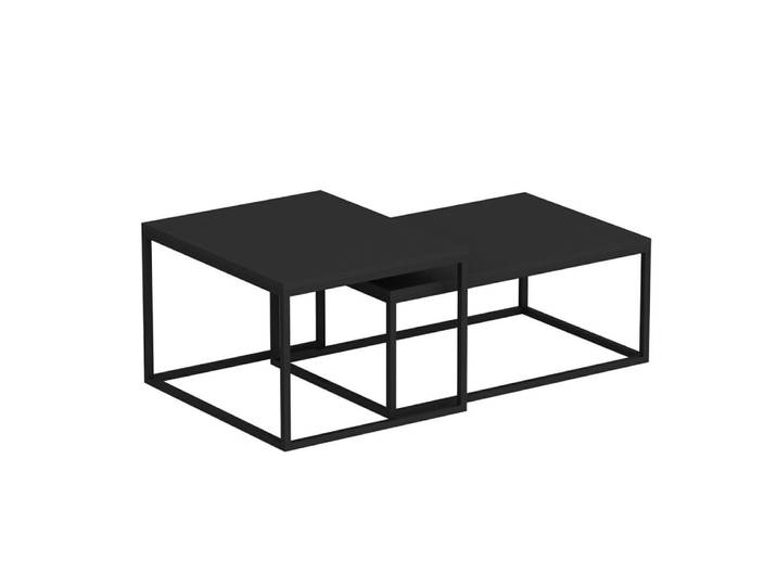 Lot de 2 tables basses gigogne bois/métal noir