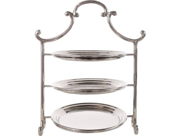 FURNARO Etagere CLASSICO, Messing vernickelt, dreistöckig aus vernickelten Messing ca. 30cm