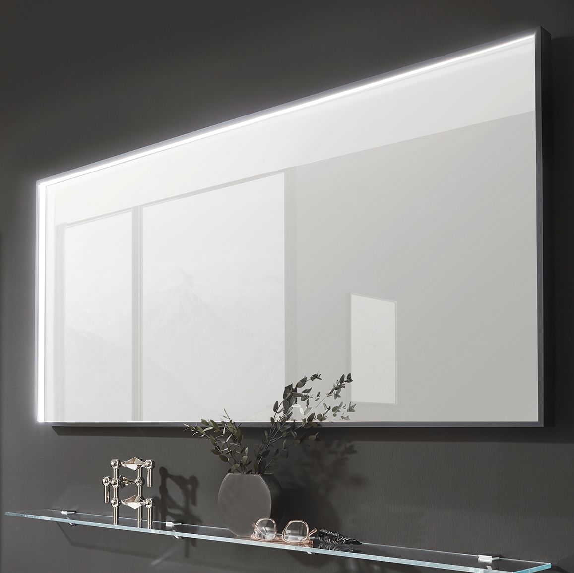 Puris b bathroom mirror 90 cm with LED light black matt