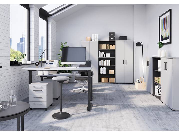 Armoire à dossiers Profi 2.0 200 cm 80 x 200 x 40cm Gris/Gris lumineux